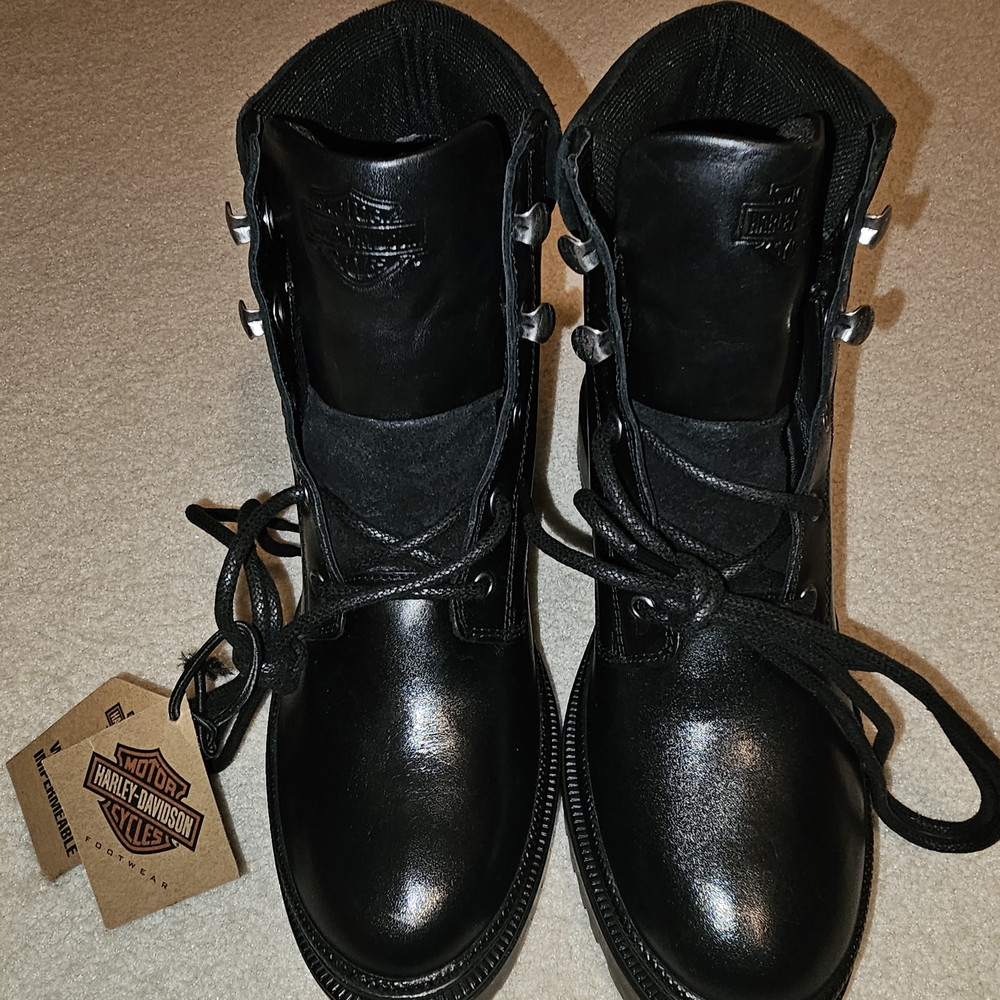 Harley-Davidson Shiny Black Leather Boots